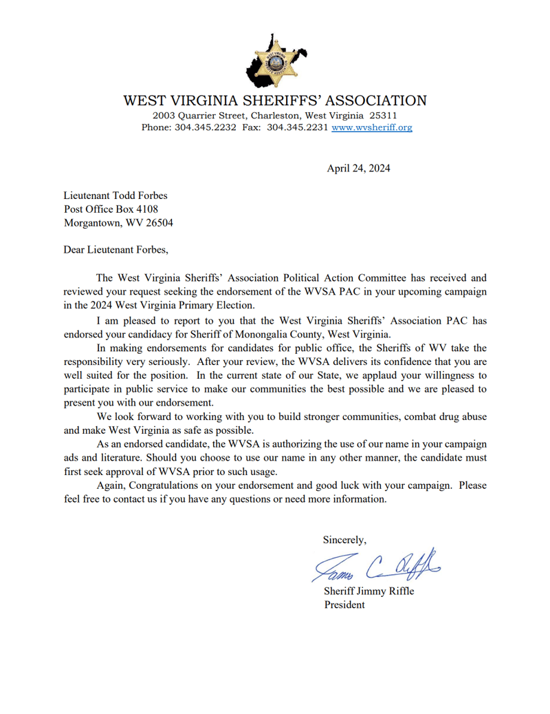 sheriff association endorsement